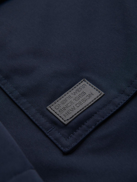 Ombre Clothing Мъжко дълго яке парка с овче кожа - тъмносиньо V2 OM-JAPJ-0316 Ombre Clothing