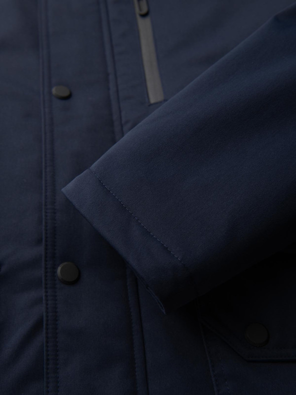 Ombre Clothing Мъжко дълго яке парка с овче кожа - тъмносиньо V2 OM-JAPJ-0316 Ombre Clothing