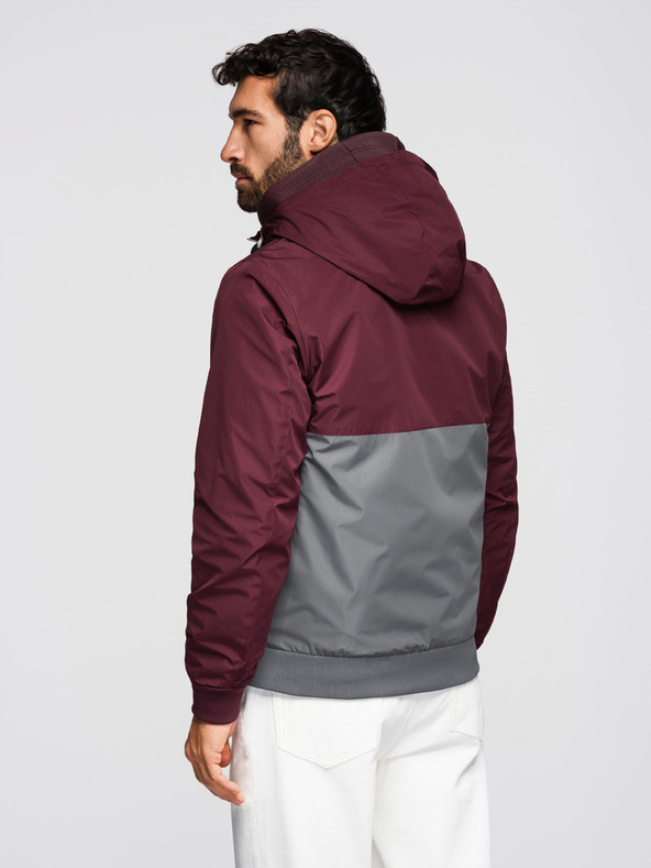 Ombre Clothing Мъжко лека яке regular fit с подплата и качулка - винено сиво V3 OM-JANP-0242 Ombre Clothing
