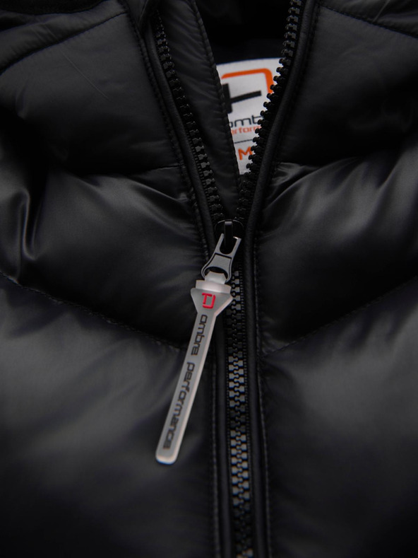 Ombre Clothing Мъжко модерно стегнато яке от комбинирани материали - черно V1 OM-JAHP-0303 Ombre Clothing