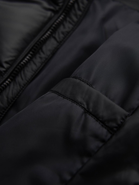 Ombre Clothing Мъжко модерно стегнато яке от комбинирани материали - черно V1 OM-JAHP-0303 Ombre Clothing