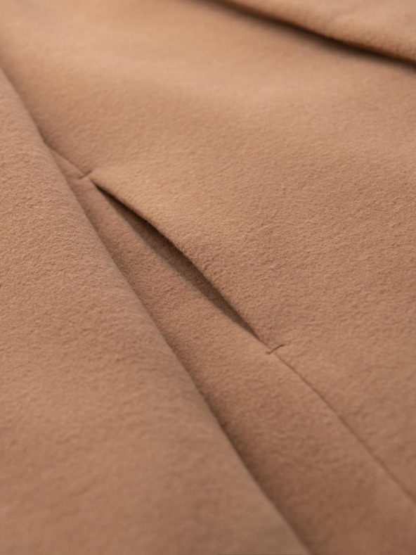 Ombre Clothing Мъжко палто с асиметрично закопчаване и висок вратовръзник - светло кафяво V4 OM-COWC-0141 Ombre Clothing