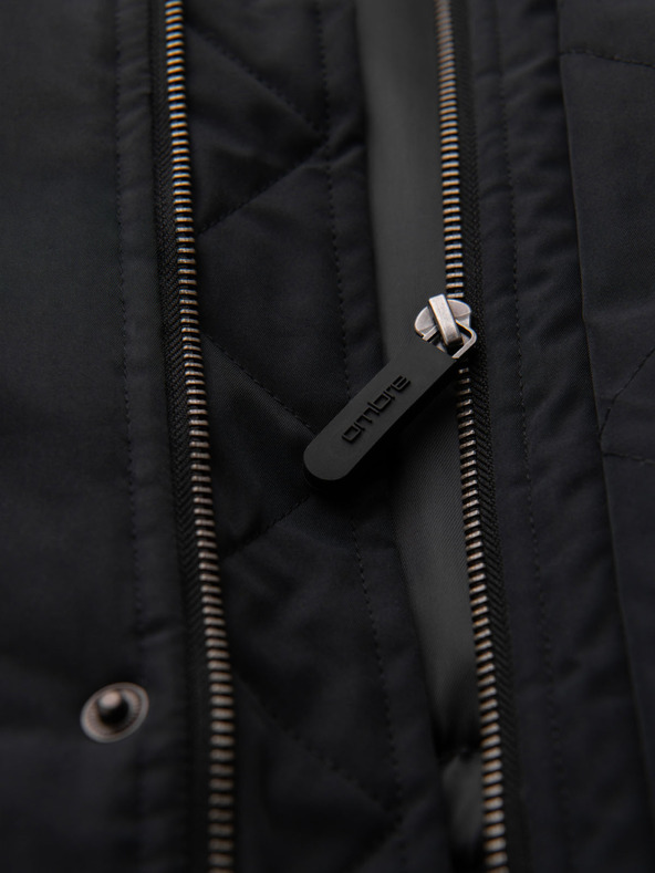 Ombre Clothing Класическо дълго мъжко яке парка - черно V6 OM-JAPJ-0313 Ombre Clothing