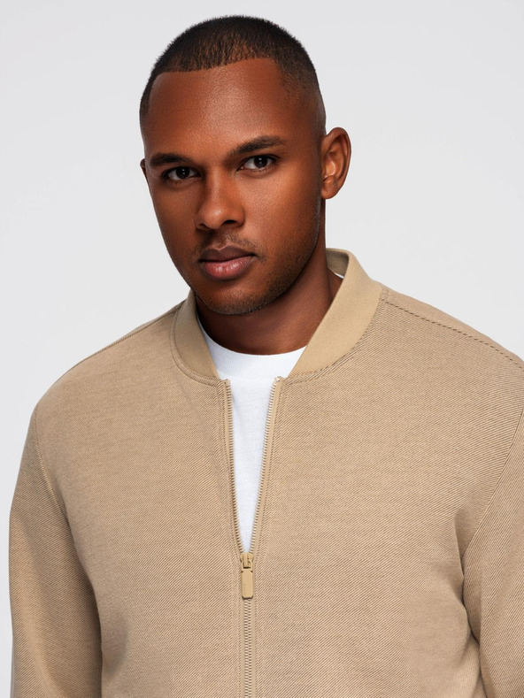 Ombre Clothing Мъжко яке бомбер с реглан ръкави - топло бежово V2 OM-JANP-0159 Ombre Clothing