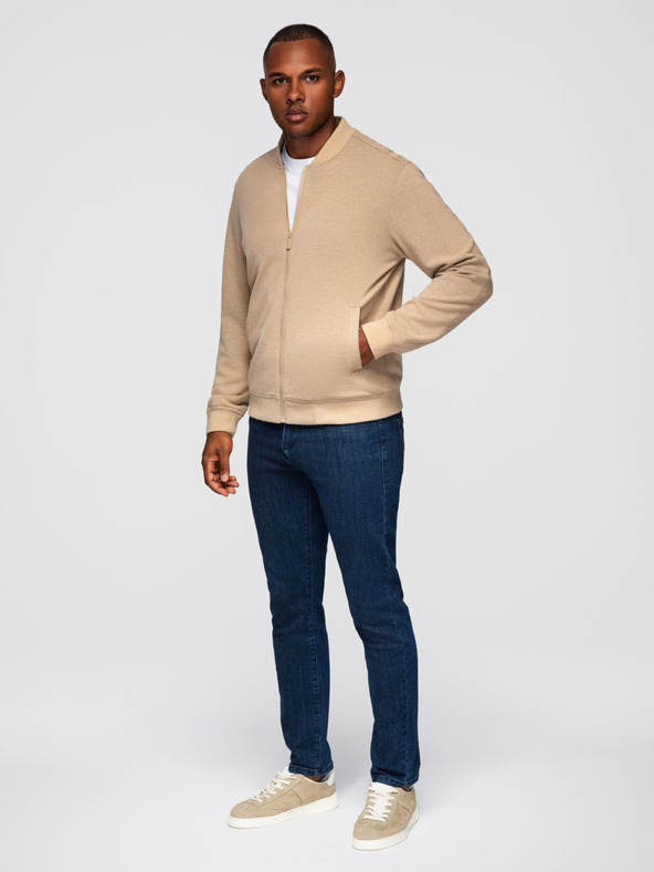 Ombre Clothing Мъжко яке бомбер с реглан ръкави - топло бежово V2 OM-JANP-0159 Ombre Clothing