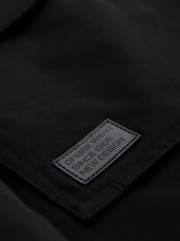 Ombre Clothing Мъжко дълго яке парка с овче кожа - черно V4 OM-JAPJ-0316 Ombre Clothing