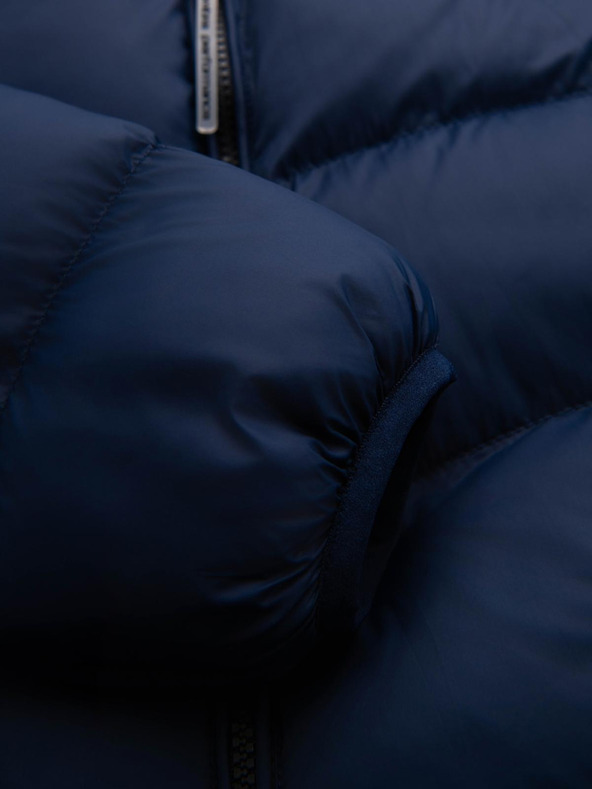 Ombre Clothing Мъжко модерно стегнато яке от комбинирани материали - тъмносиньо V2 OM-JAHP-0303 Ombre Clothing