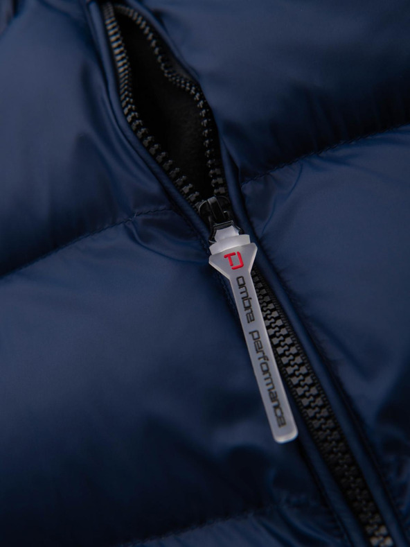 Ombre Clothing Мъжко модерно стегнато яке от комбинирани материали - тъмносиньо V2 OM-JAHP-0303 Ombre Clothing