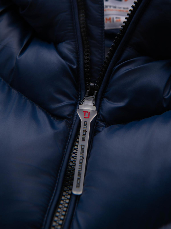 Ombre Clothing Мъжко модерно стегнато яке от комбинирани материали - тъмносиньо V2 OM-JAHP-0303 Ombre Clothing