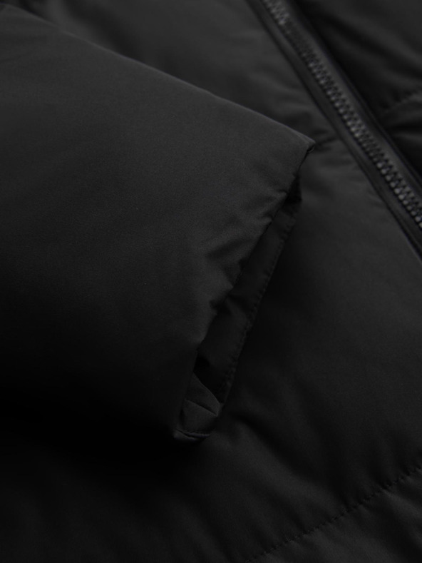 Ombre Clothing Мъжко класическо дълго яке с качулка - черно V1 OM-JALJ-0269 Ombre Clothing