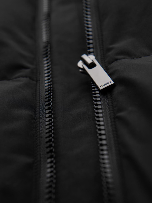 Ombre Clothing Мъжко класическо дълго яке с качулка - черно V1 OM-JALJ-0269 Ombre Clothing