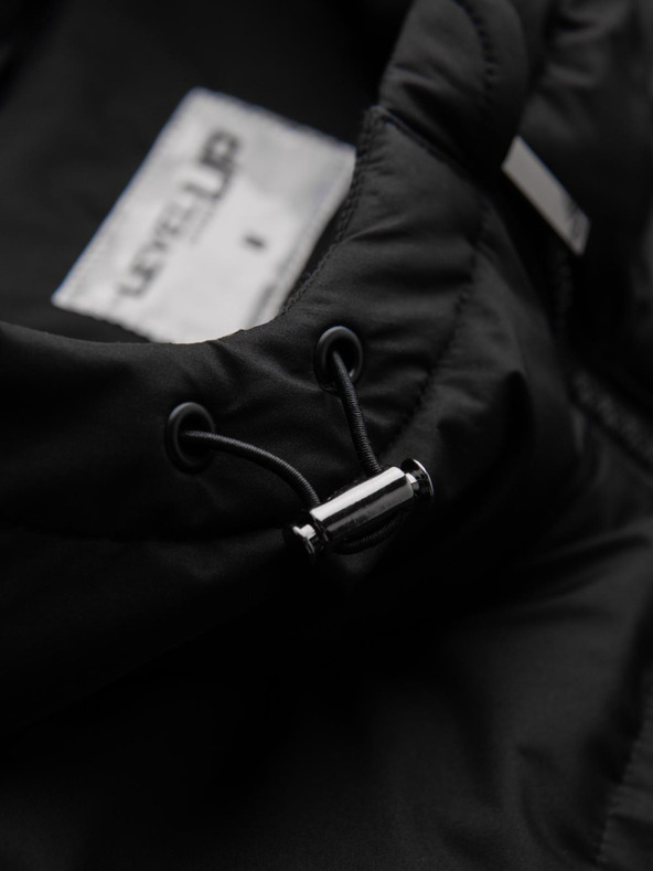 Ombre Clothing Мъжко класическо дълго яке с качулка - черно V1 OM-JALJ-0269 Ombre Clothing