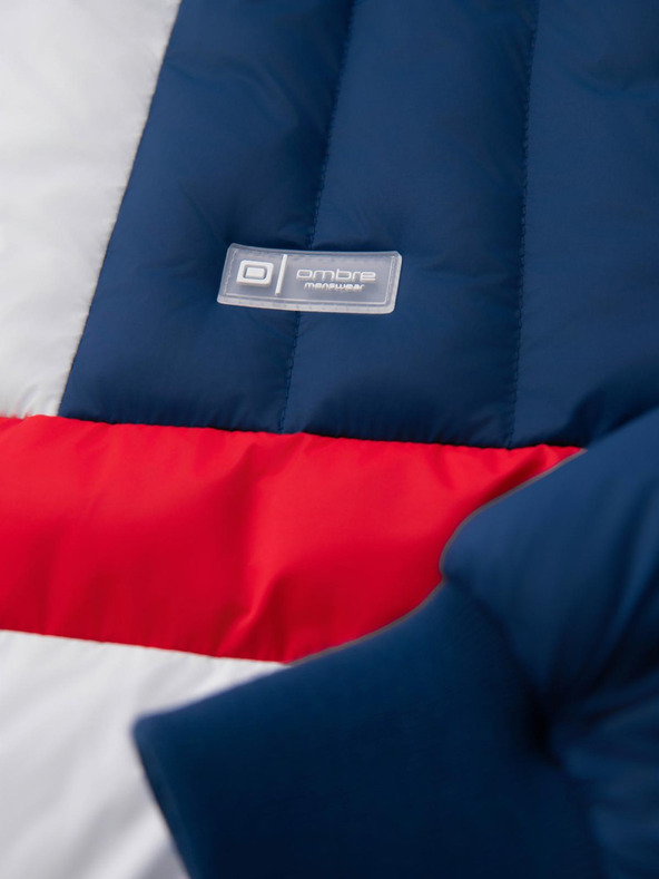 Ombre Clothing Мъжко цветно ретро спортно яке - синьо и бяло V1 OM-JALP-0296 Ombre Clothing