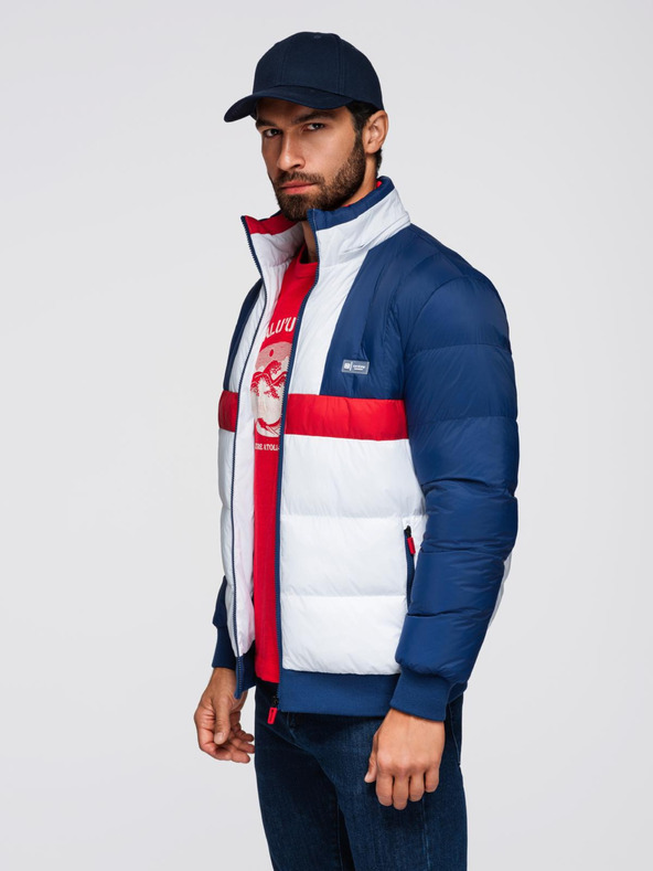 Ombre Clothing Мъжко цветно ретро спортно яке - синьо и бяло V1 OM-JALP-0296 Ombre Clothing