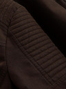 Ombre Clothing Мъжко стилно яке от еко кожа със стойче - тъмнокафяво V1 C637 Ombre Clothing