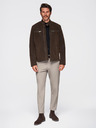 Ombre Clothing Мъжко стилно яке от еко кожа със стойче - тъмнокафяво V1 C637 Ombre Clothing