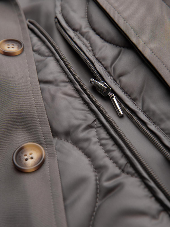 Ombre Clothing Мъжко минималистично палто със съемна жилетка - пепел V6 OM-COLC-0139 Ombre Clothing