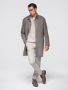 Ombre Clothing Мъжко минималистично палто със съемна жилетка - пепел V6 OM-COLC-0139 Ombre Clothing
