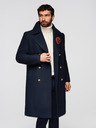 Ombre Clothing Мъжко двуредово палто с вълна и декоративни приложения - V1 морско синьо OM-COWC-0149 Ombre Clothing