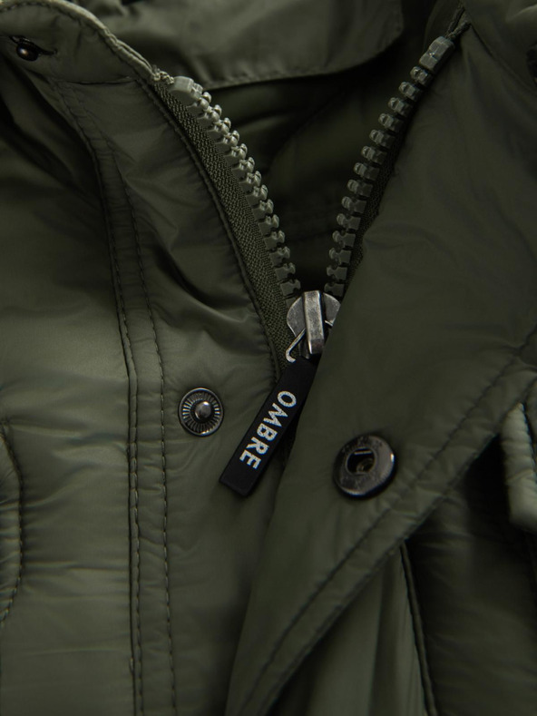 Ombre Clothing Мъжко прошивано яке в ризен стил - маслинозелено V2 OM-JALP-0215 Ombre Clothing