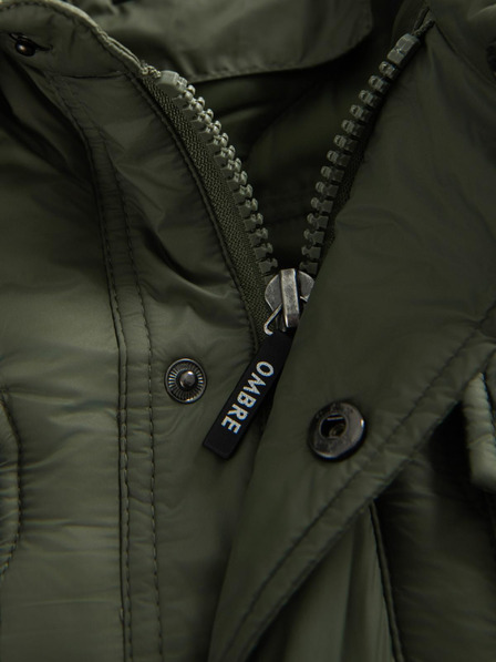 Ombre Clothing Мъжко прошивано яке в ризен стил - маслинозелено V2 OM-JALP-0215 Ombre Clothing