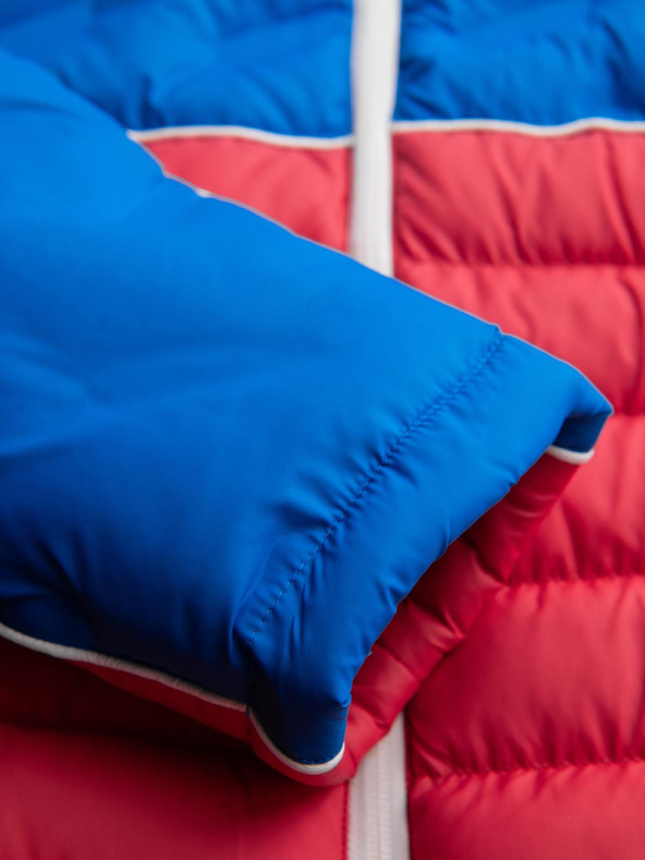 Ombre Clothing Мъжко прошивано яке със съемна качулка - синьо и червено V1 OM-JALP-0206 Ombre Clothing