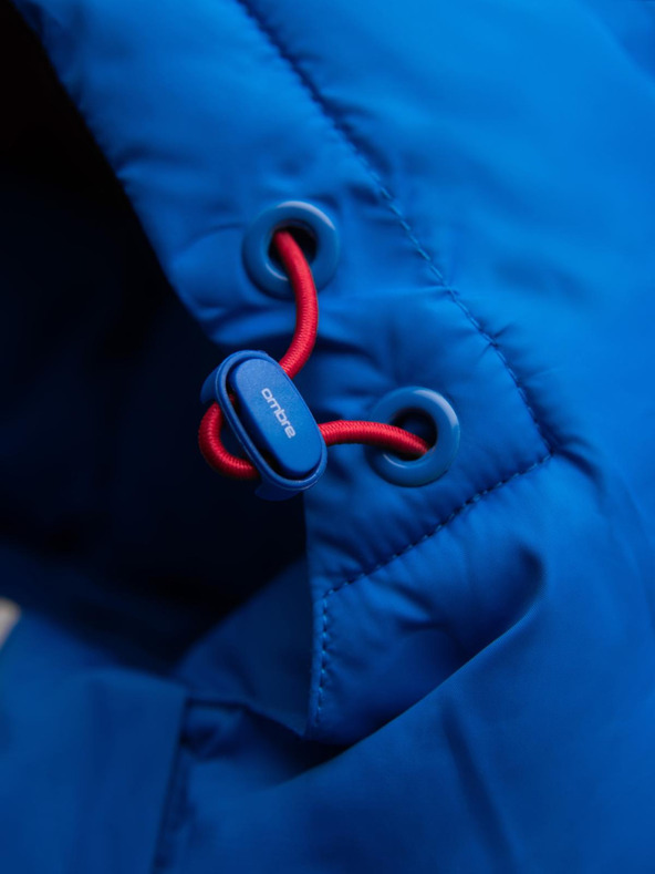 Ombre Clothing Мъжко прошивано яке със съемна качулка - синьо и червено V1 OM-JALP-0206 Ombre Clothing