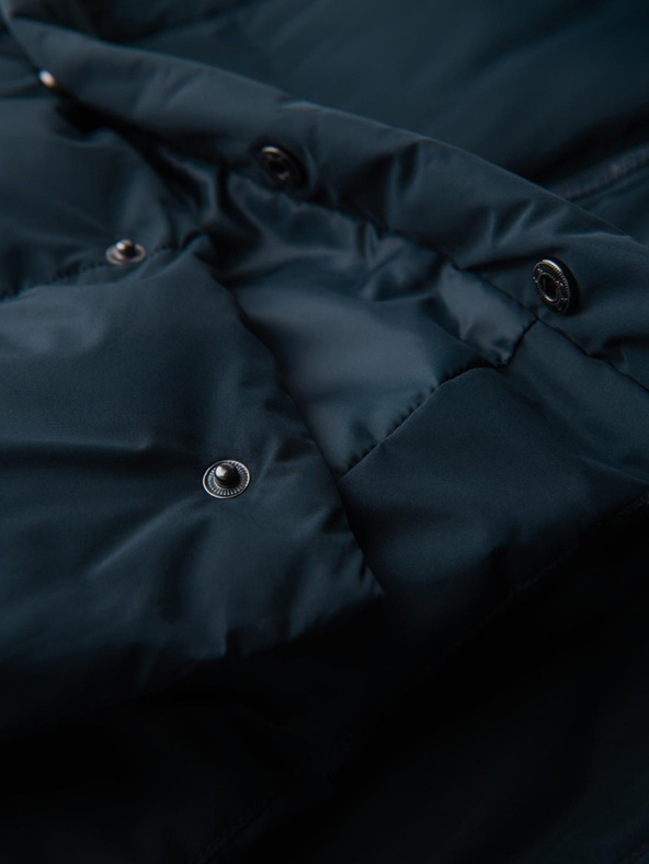 Ombre Clothing Мъжко класическо дълго яке с качулка - тъмносиньо V2 OM-JALJ-0269 Ombre Clothing