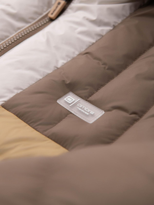 Ombre Clothing Мъжко цветно ретро спортно яке - бежово и бяло V2 OM-JALP-0296 Ombre Clothing