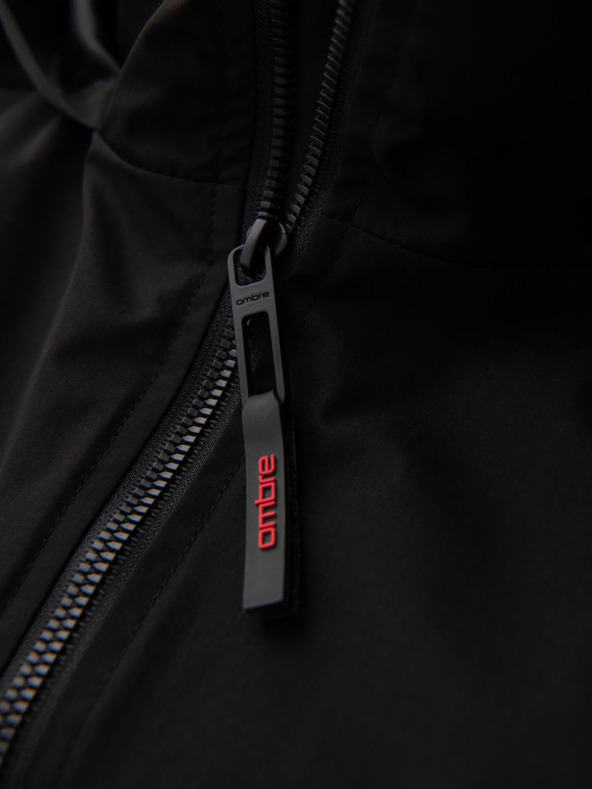 Ombre Clothing Мъжко яке с качулка и висок яка - черно V1 OM-JANP-0222 Ombre Clothing