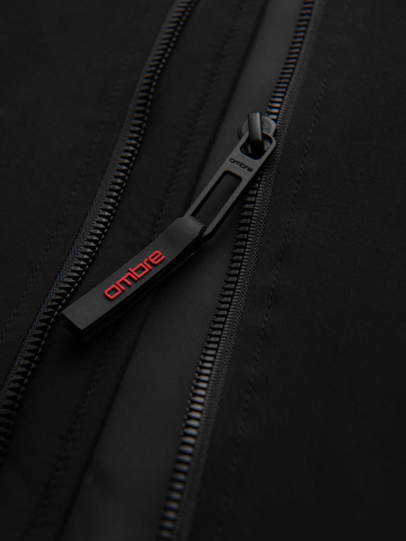 Ombre Clothing Мъжко яке с качулка и висок яка - черно V1 OM-JANP-0222 Ombre Clothing