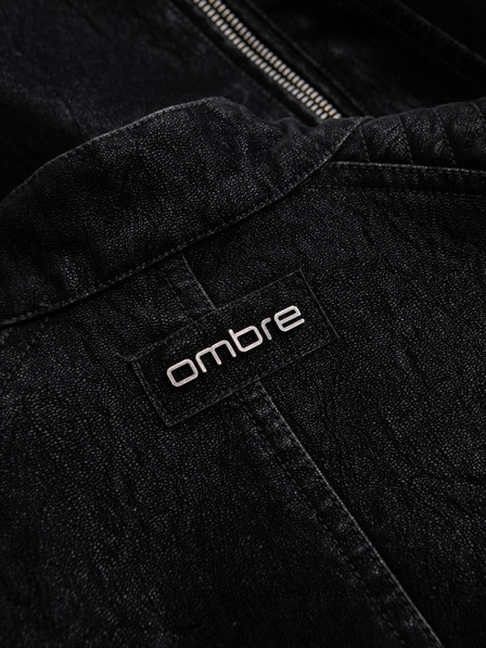 Ombre Clothing Мъжко стилно яке от еко кожа със стойче - черно V2 C637 Ombre Clothing