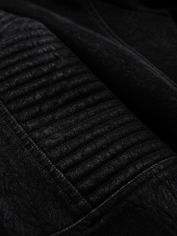 Ombre Clothing Мъжко стилно яке от еко кожа със стойче - черно V2 C637 Ombre Clothing