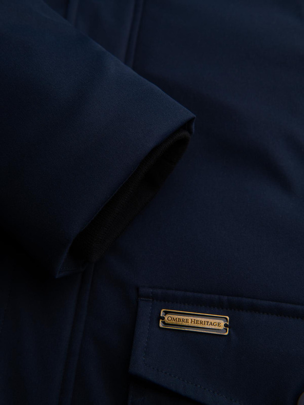 Ombre Clothing Елегантна мъжка паркa с джобове и качулка - тъмносиньо V2 OM-JAPJ-0287 Ombre Clothing