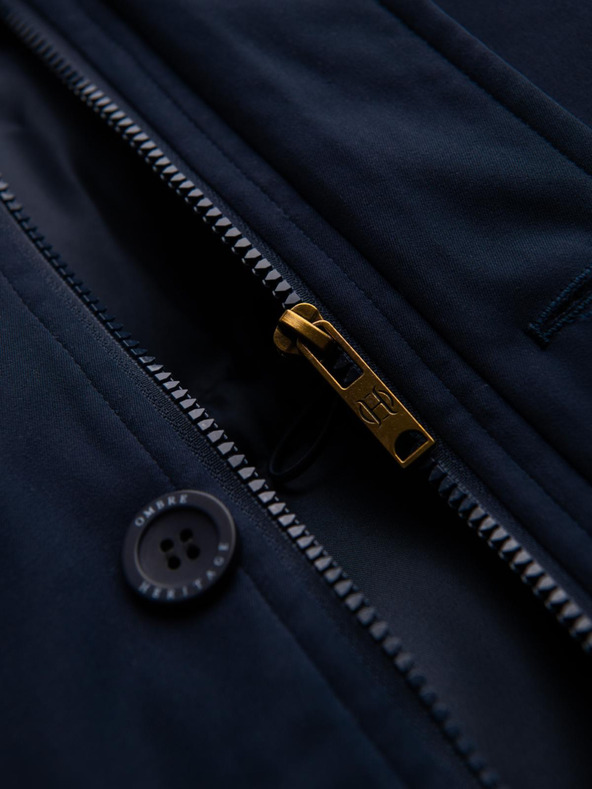 Ombre Clothing Елегантна мъжка паркa с джобове и качулка - тъмносиньо V2 OM-JAPJ-0287 Ombre Clothing