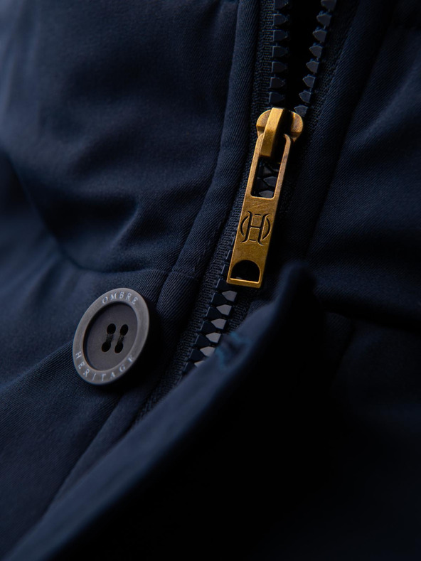Ombre Clothing Елегантна мъжка паркa с джобове и качулка - тъмносиньо V2 OM-JAPJ-0287 Ombre Clothing