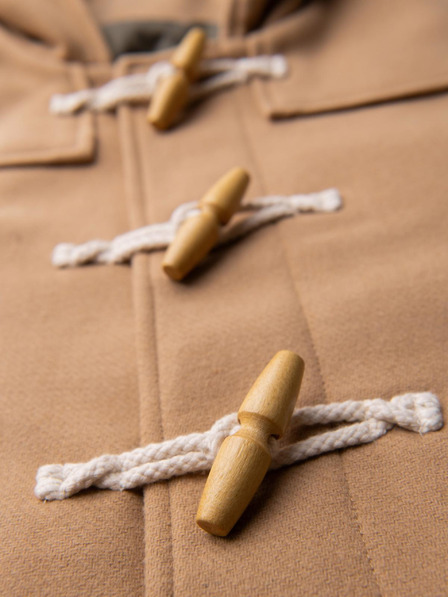 Ombre Clothing Мъжко вълнено палто с качулка - светлокафяво V1 OM-COWC-0131 Ombre Clothing