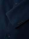 Ombre Clothing Мъжко дълго едноредово палто с яка и подплата - тъмносиньо V3 OM-COWC-0135 Ombre Clothing