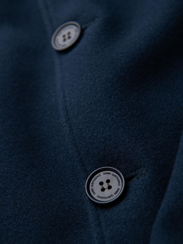 Ombre Clothing Мъжко дълго едноредово палто с яка и подплата - тъмносиньо V3 OM-COWC-0135 Ombre Clothing