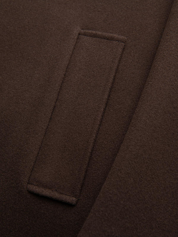 Ombre Clothing Мъжко дълго едноредово палто с яка и долния плащ - кафяво V4 OM-COWC-0135 Ombre Clothing