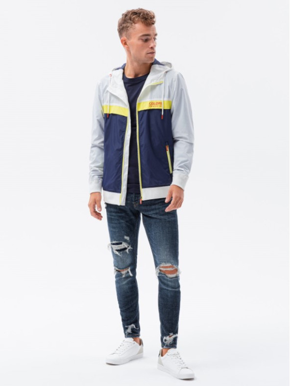 Ombre Clothing Мъжко ветрозащитно яке с качулка 438C - тъмносиньо V1 Ombre Clothing