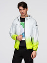 Ombre Clothing Мъжко спортно яке с омбре ефект и рефлективни елементи - бяло и лайм V1 C646 Ombre Clothing