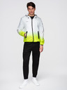 Ombre Clothing Мъжко спортно яке с омбре ефект и рефлективни елементи - бяло и лайм V1 C646 Ombre Clothing