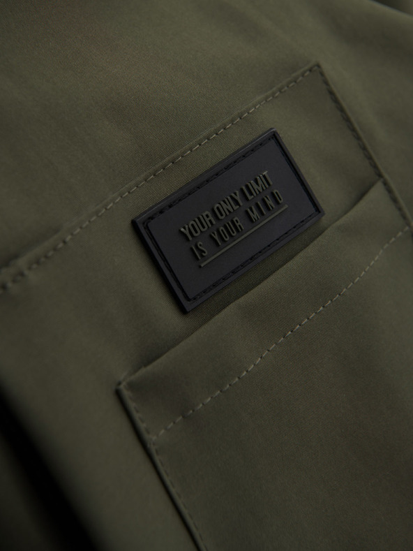 Ombre Clothing Мъжко функционално преходно яке с качулка - маслинозелено V2 OM-JANP-0225 Ombre Clothing