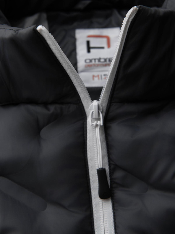 Ombre Clothing Мъжко прошивано яке със съемна качулка - графитово и бяло V3 OM-JALP-0206 Ombre Clothing