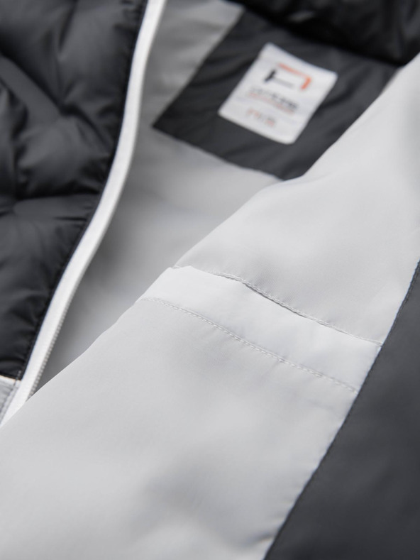 Ombre Clothing Мъжко прошивано яке със съемна качулка - графитово и бяло V3 OM-JALP-0206 Ombre Clothing