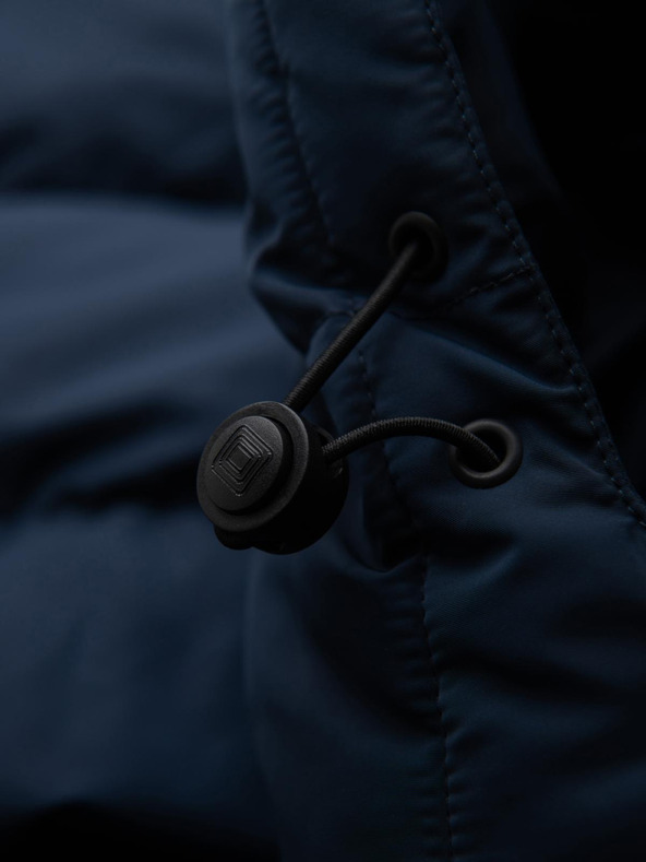 Ombre Clothing Мъжко яке с асиметричен прошив и качулка - тъмносиньо V4 OM-JAHP-0304 Ombre Clothing