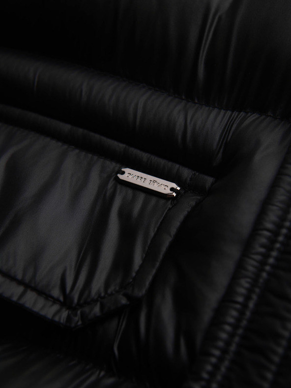 Ombre Clothing Мъжко прошивано яке с висок яка и качулка - черно V1 OM-JALJ-0266 Ombre Clothing