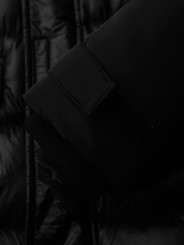 Ombre Clothing Мъжко прошивано яке с висок яка и качулка - черно V1 OM-JALJ-0266 Ombre Clothing