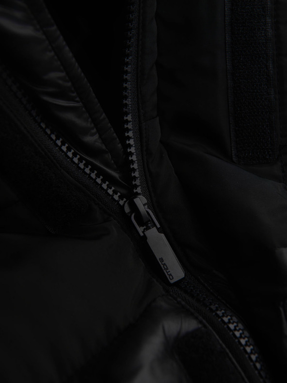 Ombre Clothing Мъжко прошивано яке с висок яка и качулка - черно V1 OM-JALJ-0266 Ombre Clothing